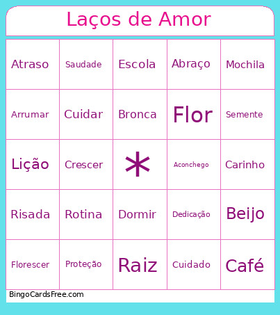 Laços De Amor Bingo Card