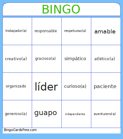 La Personalidad Bingo Card