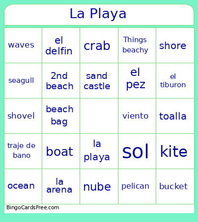 La Playa Bingo Card