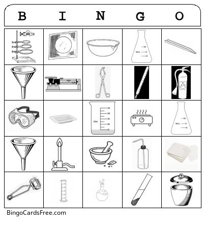 Lab Equipment Bingo Cards Free Pdf Printable Game, Title: BINGO