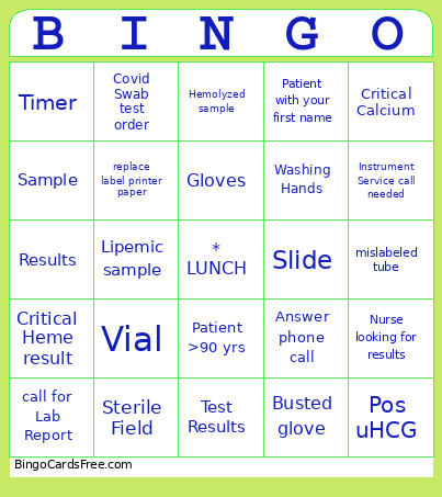 Lab Week Bingo Card
