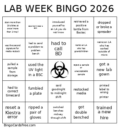 LAB WEEK 2026 Bingo Card