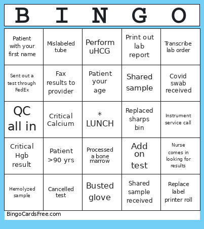 Lab Week Bingo Card