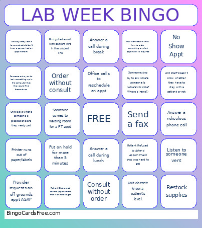 LAB WEEK Bingo Card