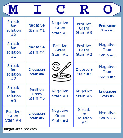 Laboratory Skills Competencies Bingo Card