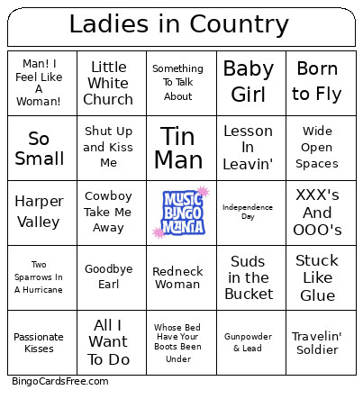 Ladies In Country Bingo Card