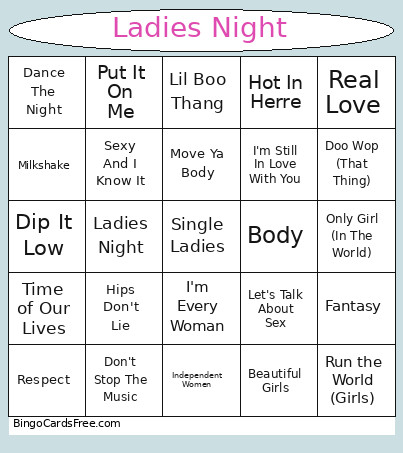Ladies Link Up Bingo Card