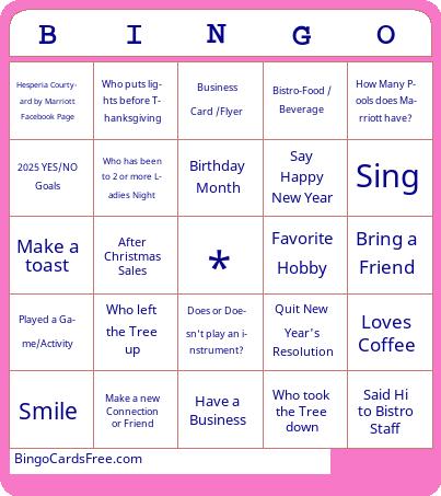 Ladies Night Courtyard by Marriott Bingo