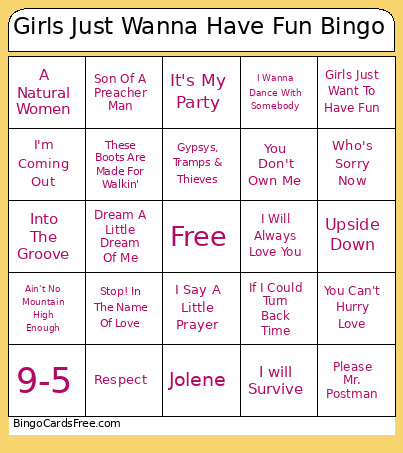 Ladies Only (50's-70's Artists) Bingo Card