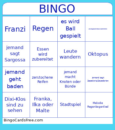 Lagerfilm Bingo Card