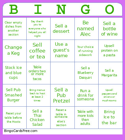 Lakevillle Bingo Card