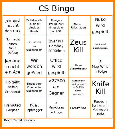 LAN Bingo Card
