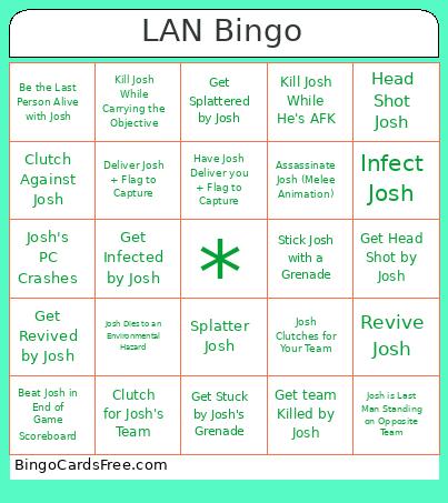LAN Bingo Card