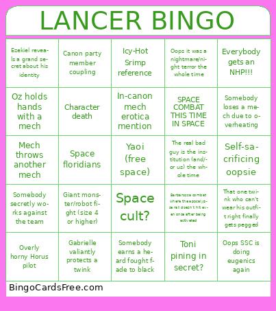 Lancer Party Bingo Cards Free Pdf Printable Game, Title: LANCER BINGO