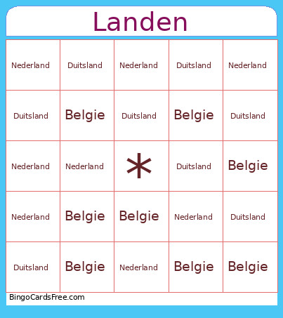 Landen Bingo Card