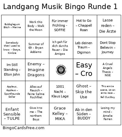 Landgang Musik Bingo Runde 1