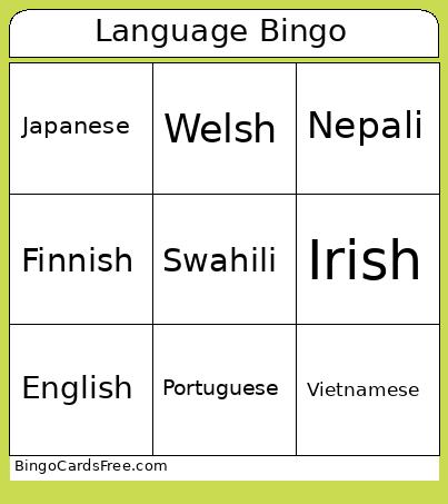 Language Bingo