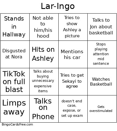 Lar-Ingo Bingo Card