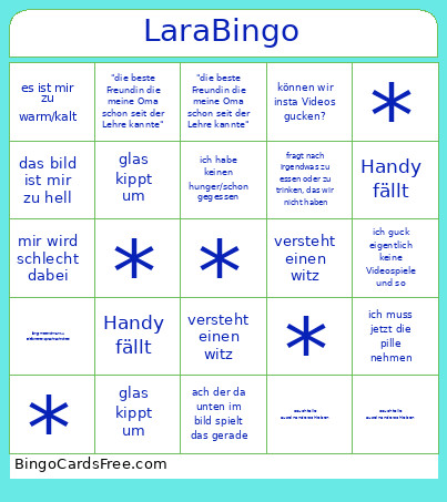 Lara Bingo Card