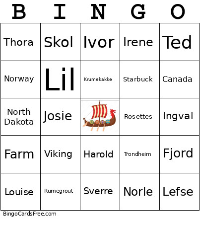 Larsen Legacy Bingo Card