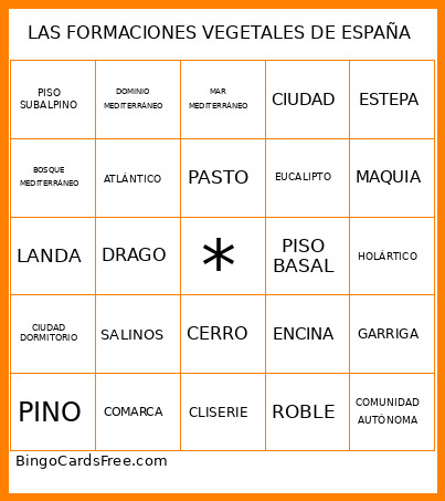 LAS FORMACIONES VEGETALES DE ESPAÑA Bingo Card