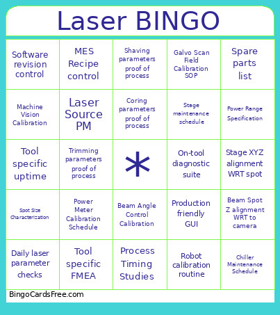 LaserEquipment Bingo Card