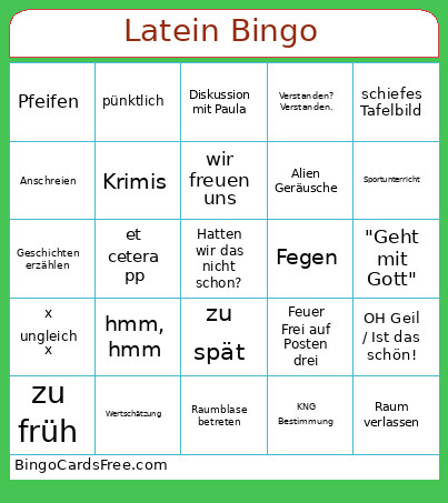 Latein Bingo Card