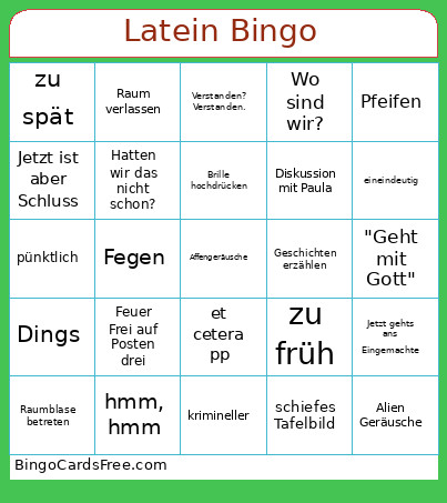 Latein Bingo Card