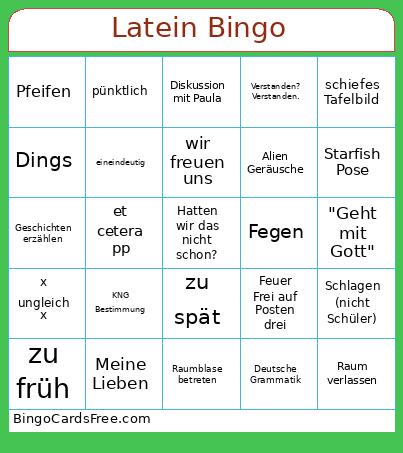Latein Bingo Card 2