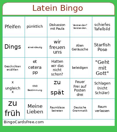 Latein Bingo Card