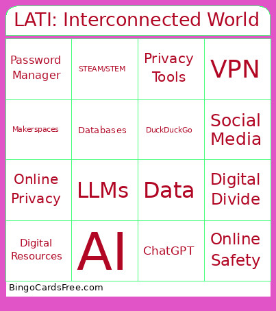 LATI: Interconnected World Bingo Card