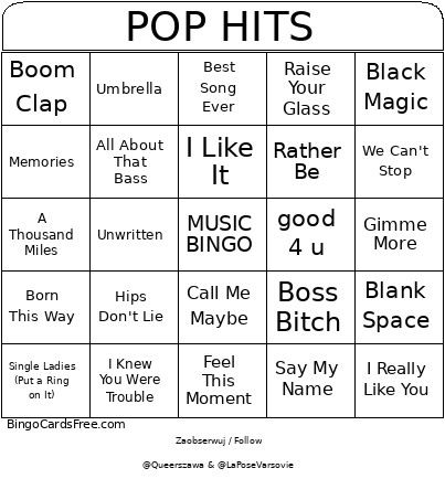LATINO HITS Bingo Card