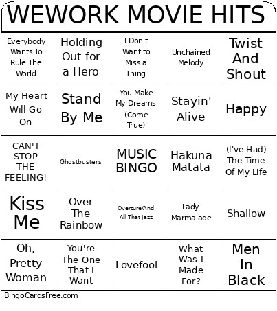 LATINO HITS WEWORK Bingo Card