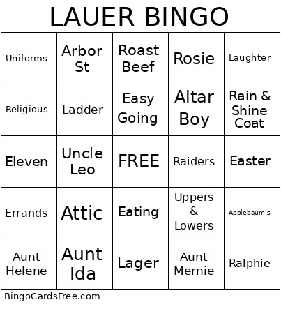 Lauer Bingo Card