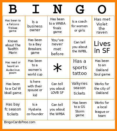 Launch Party Bingo Card