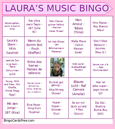 LAURA‘S MUSIC Bingo Card