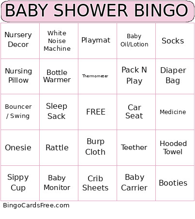 Laura's Baby Shower Bingo Card