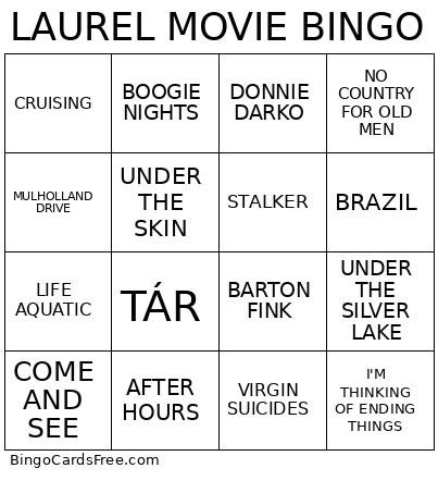 LAUREL MOVIE Bingo Card
