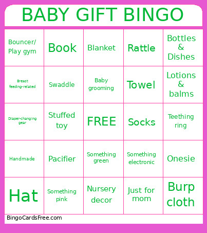 Lauren's Shower Bingo Card
