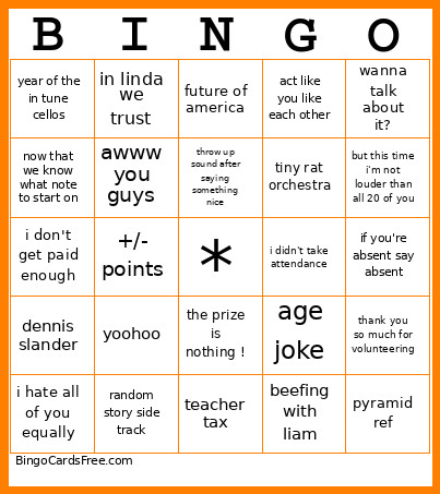 Laurie Bingo Card