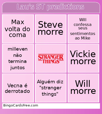 Lau's ST Predictions Bingo Card
