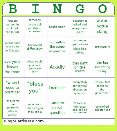 Law And Ethics Bingo Card