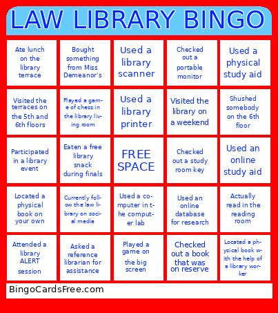 Law Library Bingo Cards Free Pdf Printable Game, Title: LAW LIBRARY BINGO