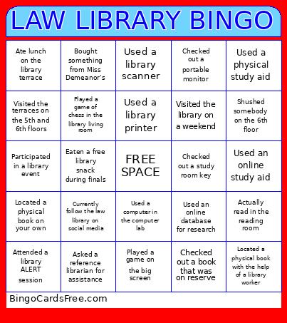 Law Library Bingo Card