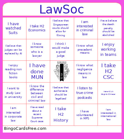 LawSoc Bingo Card
