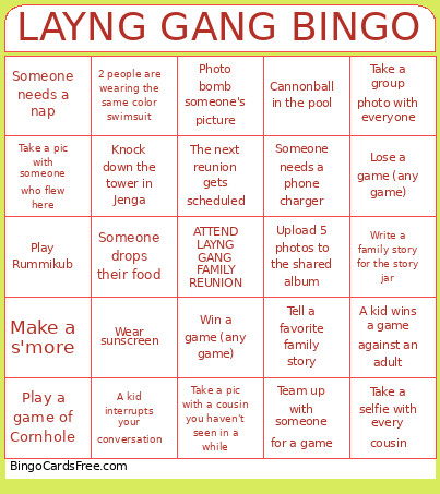LAYNG GANG Bingo Card