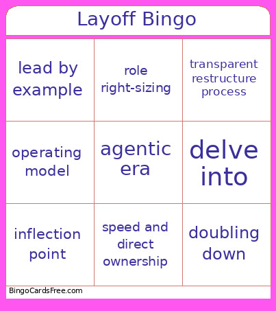 Layoff Bingo Card