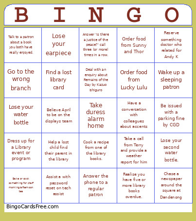 LCE Team Bingo Card