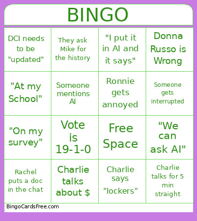 LCME Bingo Card