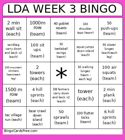 LDA WEEK 3 Bingo Card